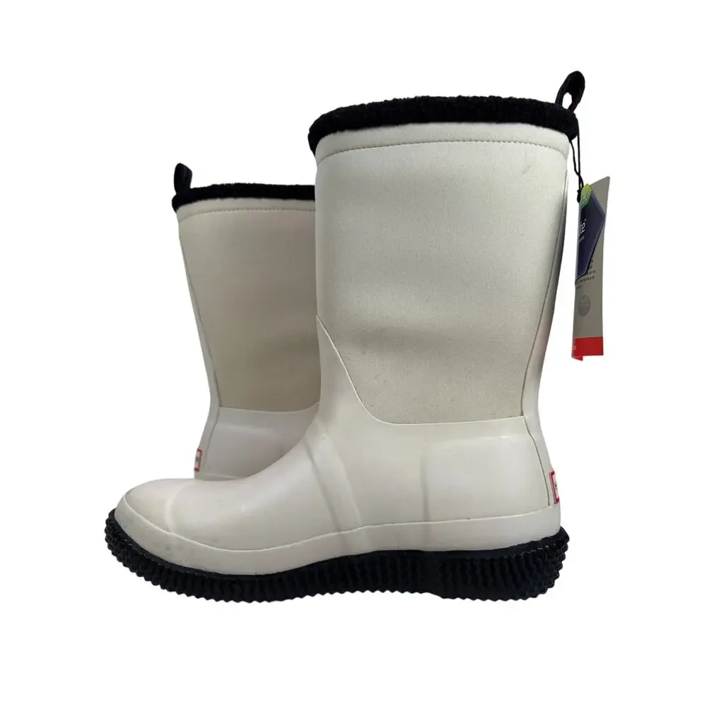 Hunter Original Slipper Snow Boot Womens 8 Insulated Foldable Cuff White Willow